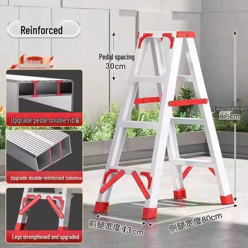 4m Aluminum Alloy A-Frame Ladder: Thickened, Non-Extendable, Foldable Household and Engineering Use