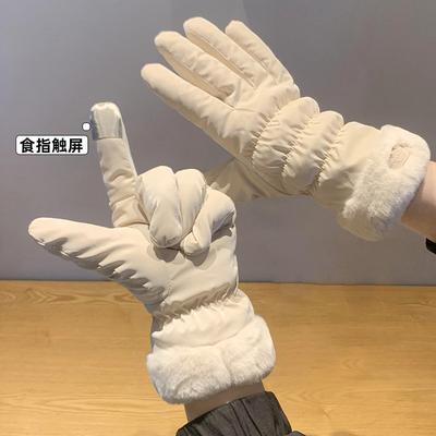 Gloves Women'S Season Warm Touch Screen Driving Riding Fleece Thickened Windproof Cotton Gloves Luggage