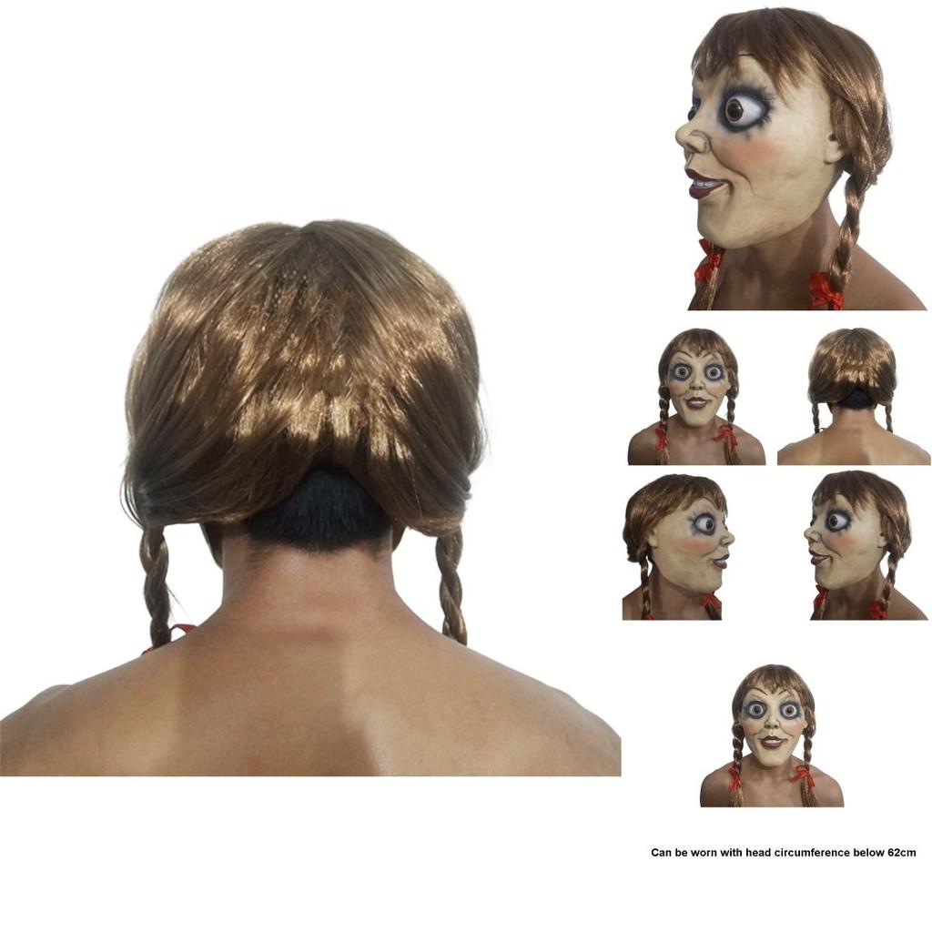 Annabelle Halloween Maske Terror Latex Cosplay Kopfbedeckung Requisiten Gruseliges Kostüm