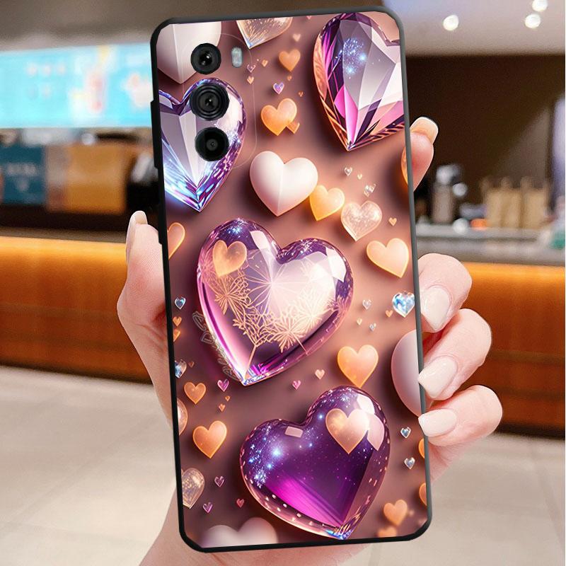 Phone Case For Motorola Edge 50 40 Pro 60 50 40 30 Ultra Neo Fusion Moto G85 G72 G53 G54 G84 G13 G32 Pink Gold Love heart