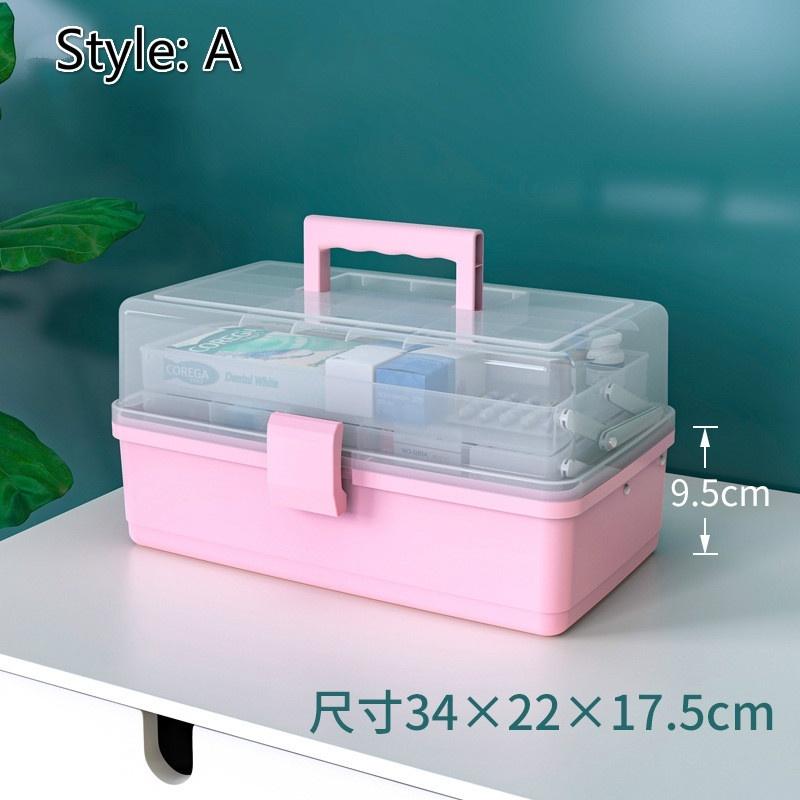 

Большая вместимость коробки-органайзера для семейной медицины, портативная аптечка первой помощи, контейнер для хранения лекарств, семейный набор косметики, коробки для хранения Style A-Pink