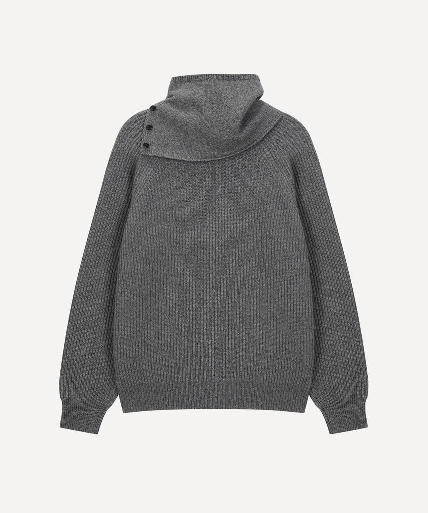 Daenkeudieo Neck Warmer Round Hacci Knit Set - Charcoal