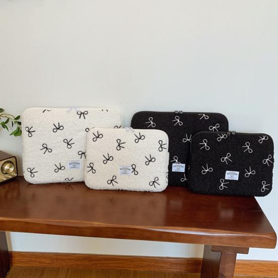 Cute Laptop Sleeve Embroidery Soft Pad Tablet Bag Zipper Closure Shockproof Plush Laptop Bag Computer Storage Case
