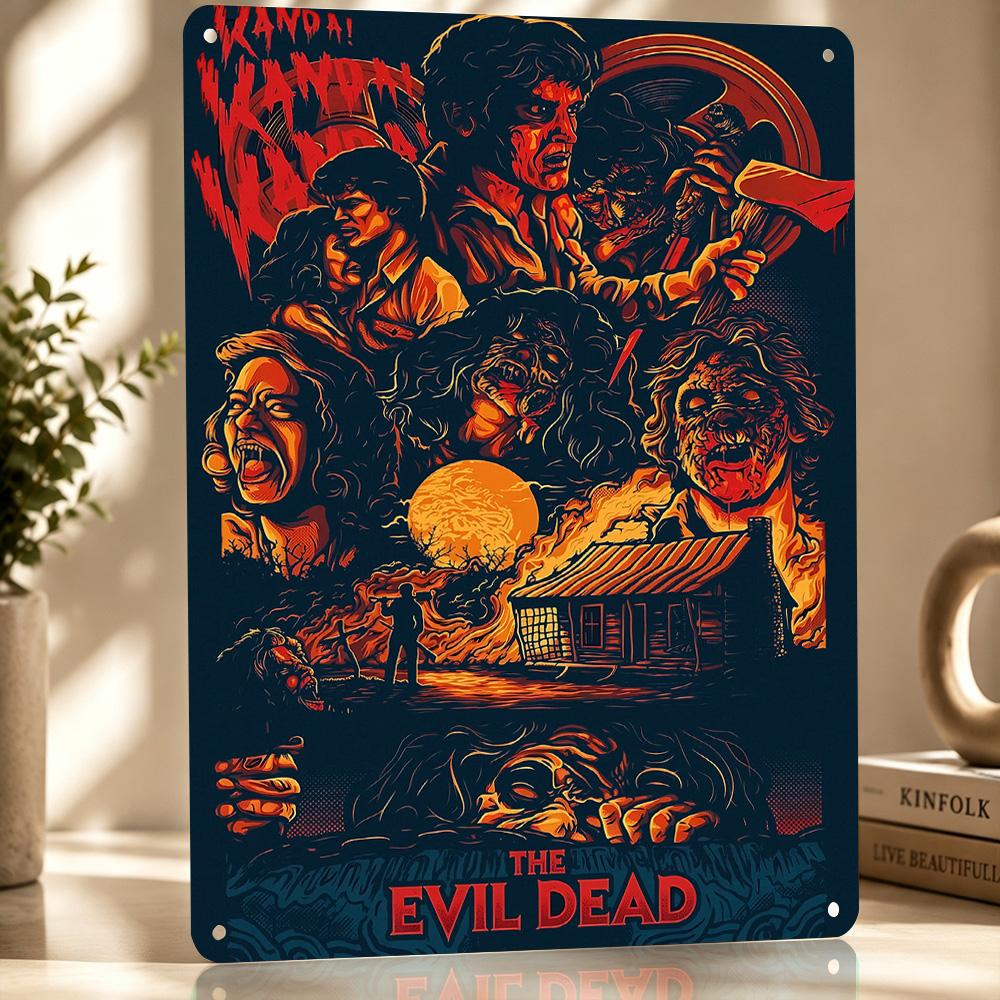 The Evil Dead Horror Movie D Texture Metal Poster Customized Wall Art Tin Sign Gift for Mancave Living Room Interior Decoration
