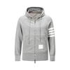 Unisex Cotton Woven Stripe Hooded Zip-Up Sweatshirt With 4-Stripe Detail Regular Fit Casual Daily Wear