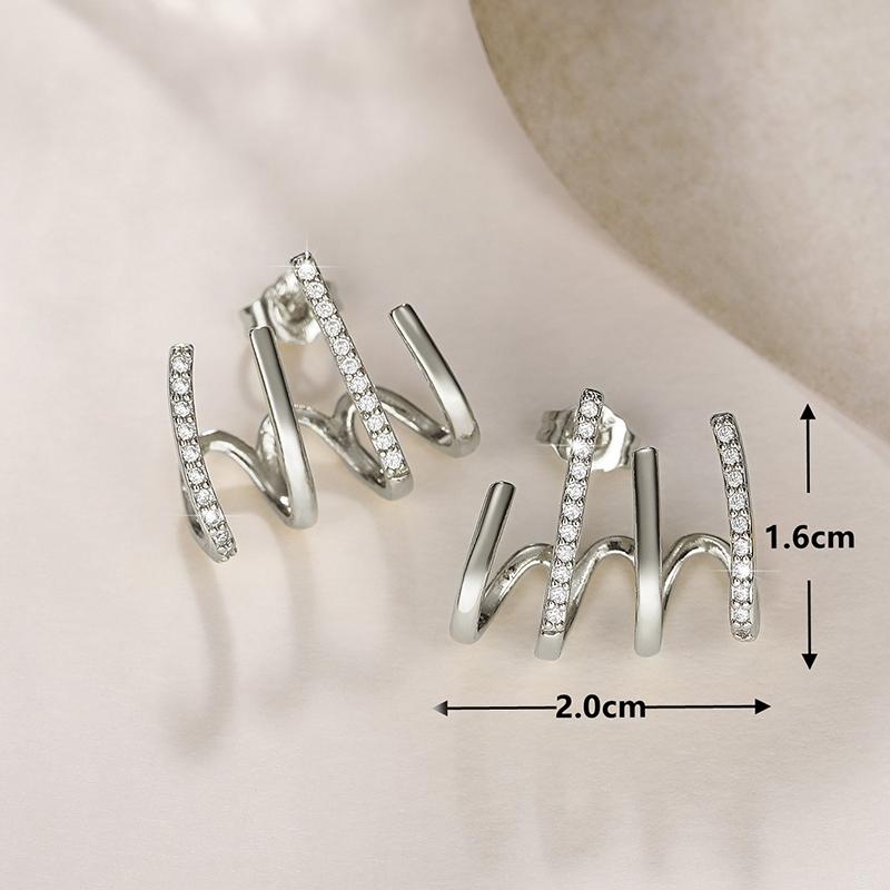 Huitan Sparkling Claw Stud Earrings for Women Ear Piercing Delicate Female Accessories Fashion Versatile Jewelry Drop Shipping