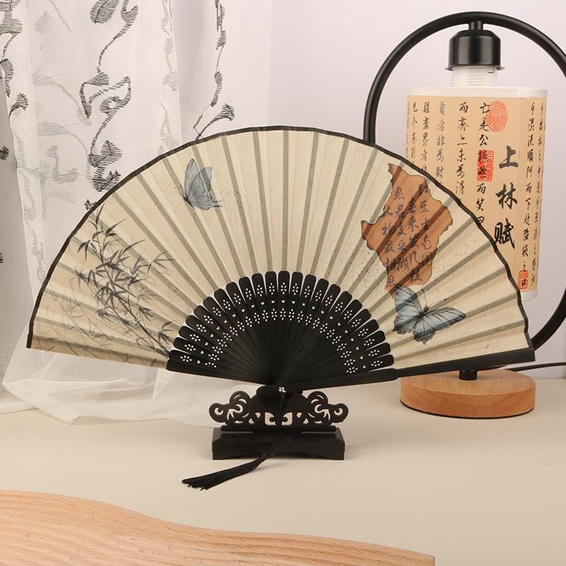 5Styles Retro Style Folding Fan Female Japanese Pattern Retro Cloth Art Craft Gift Home Decoration Ornament Dancing Hand Fan