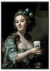 Pop Art Poster Lady with Coffee Portrait