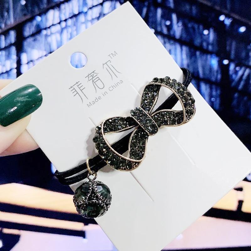 Korean Elegant Rhinestone Flower Scrunchies Women Girls Elastic Hair Rubber Bands Accessories Tie Hair Ring Rope Headwear