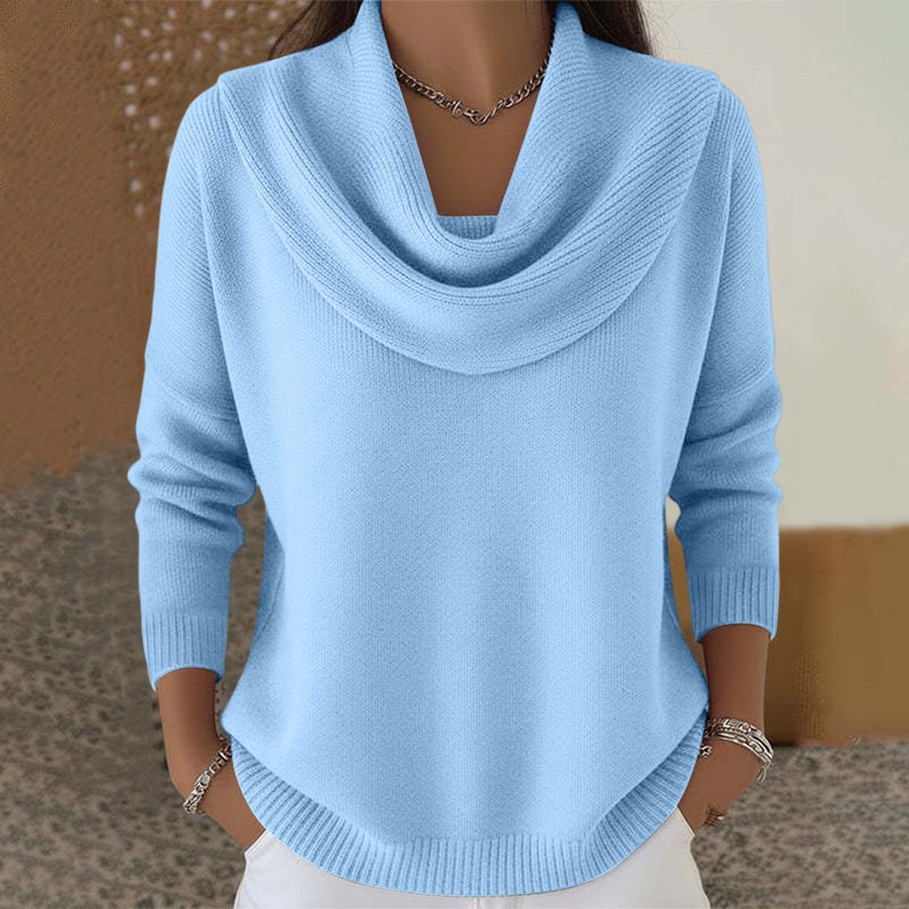 Damen lässiges und modisches Rundhals Langarm Oberteil in Unifarbe