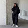 Autumn and Winter Casual Suit Women's Fashion Street Style Sweater Sports Suit Half Open Pocket Jumper Trousers Women