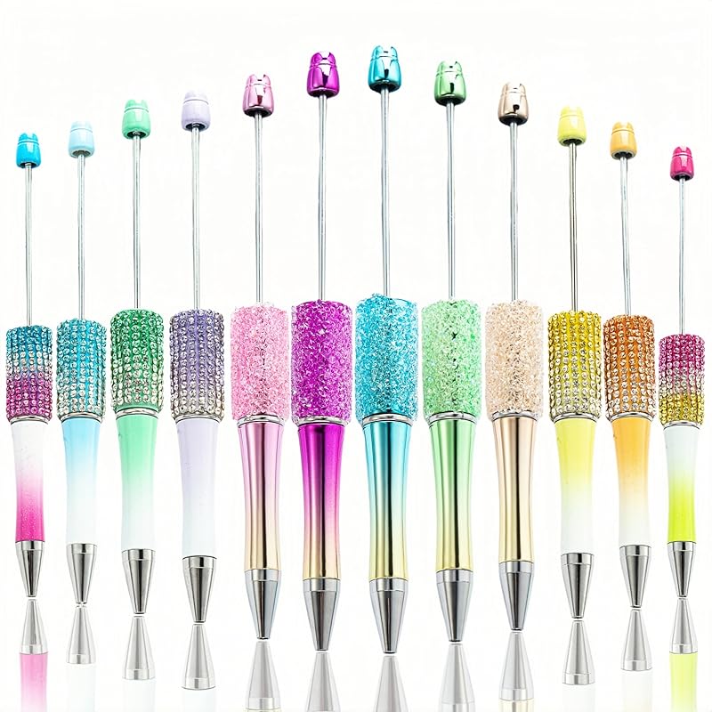 48Pcs Pens Bulk Beadable Focal Beads Pens with Glitter Diamond Pearls Fancy Cute Pens for Women Tween Girls Gifts Trendy Stuff School Supplies for
