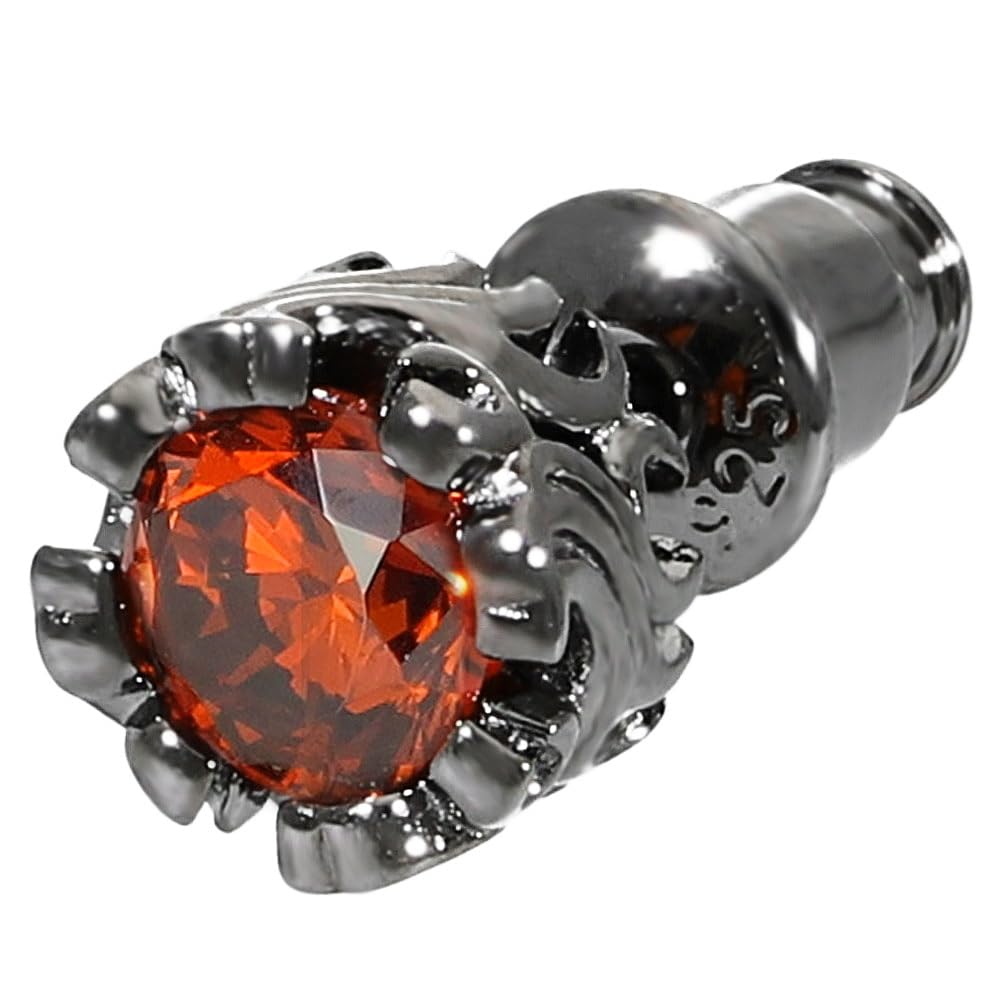 Royal Stag ZEST Openwork Red CZ Stud Earrings for Men, 925 Sterling Silver, Single Earring with Zirconia, Red and Black
