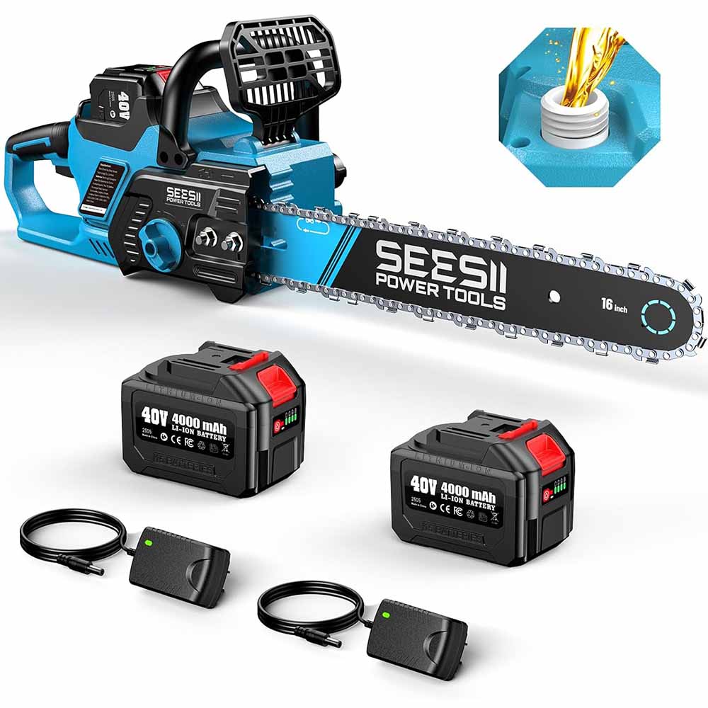 Seesii 40V 16''Cordless Chainsaw Brushless Electric Chain Saws Woodworking Tools Handheld Garden Cutter For Makita Battery Pin