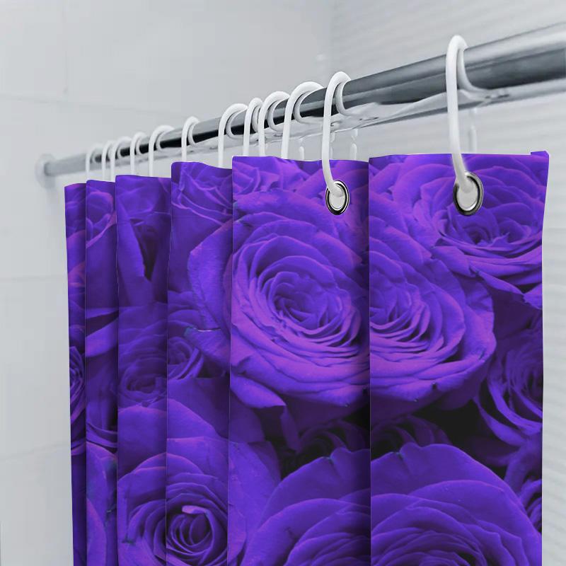 Luxurious Deep Blue Rose Shower Curtain Extra Large Printed Fabric Bath Decor For Home Bathroom