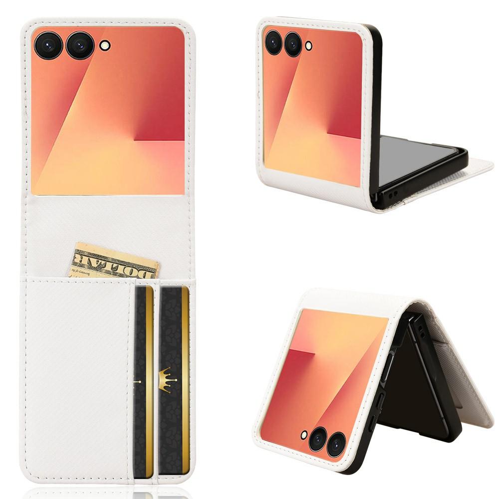 

For Samsung Galaxy Z Flip7 5G Case PU Leather + PC Card Holder Mobile Phone Cover A