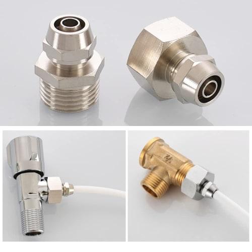 Brass Faucet Water Filter Adapter, Threaded Tube Adapter for Connecting Water Filter Pipe Hose Fittings (Female Thread G1/2", OD 3/8")