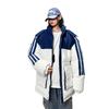 Couple Clothes Cotton-padded Clothes, Large Pockets, Striped Color Matching, Removable Hats, Loose Warm Men's and Women's Cotton-padded Jackets