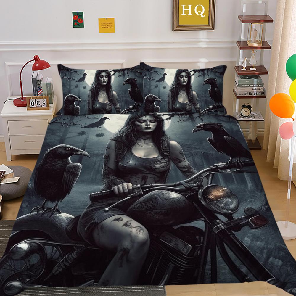 3D Beauty Skull Druck Bettwäsche Full Size Polyester Teenager Design Mode Hohe Qualität Heim Bettwäsche