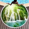 Natural Scenery Waterfall Round Beach Towel, Microfiber Circle Beach Blanket, Sand Free Quick Dry Pool Towel Portable Picnic Mat