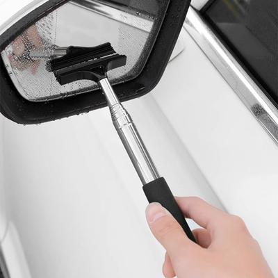 Seitenspiegel-Abzieher, Auto-Rückspiegel-Reinigungspinsel, Teleskopischer Außen-Spiegelreiniger zum Abwischen, Entnebeln, Tragbares Schneeentfernungs-Autozubehör