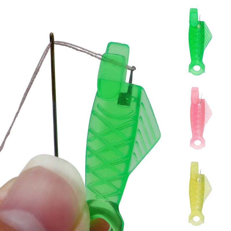 Cheap 5/10/20pcs Threading Tool With Hook Needle Threader Plastic Fish