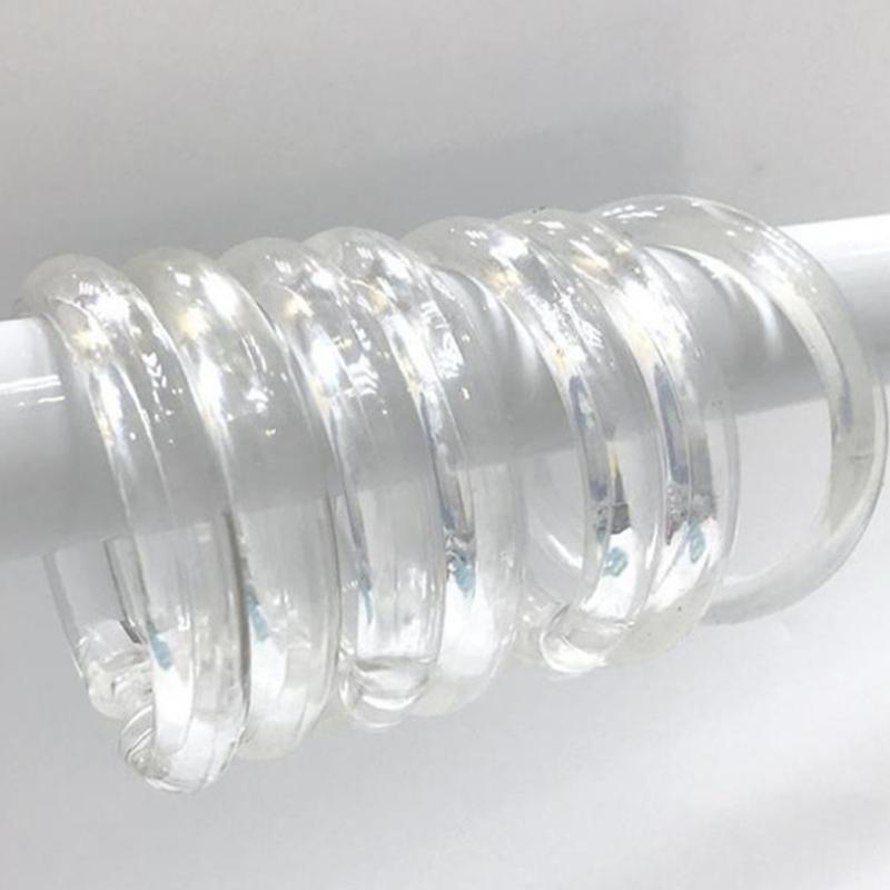 Plastic Shower Curtain Rings,Shower Curtain Hooks,12Pieces O Shape Bathroom Shower Curtain Hooks Easy To Snaps Gift