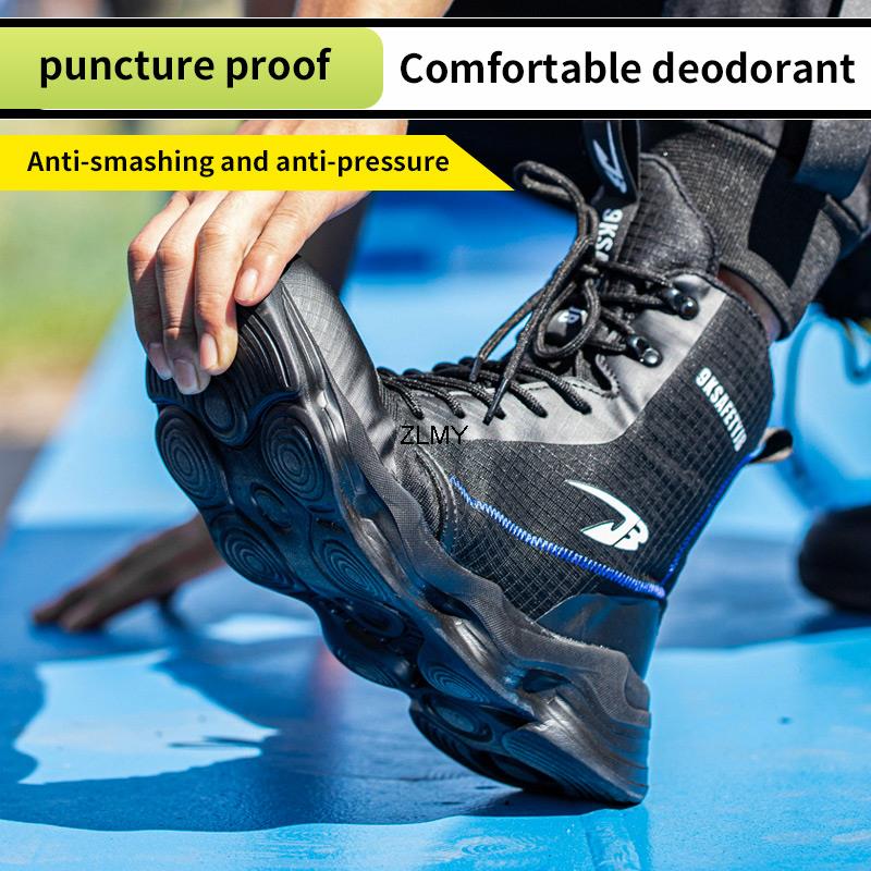 High Top Men Safety Shoes Lightweight Steel Toe Sneakers Man Work Safety Boots Male Construction Work Shoes Protective Footwear