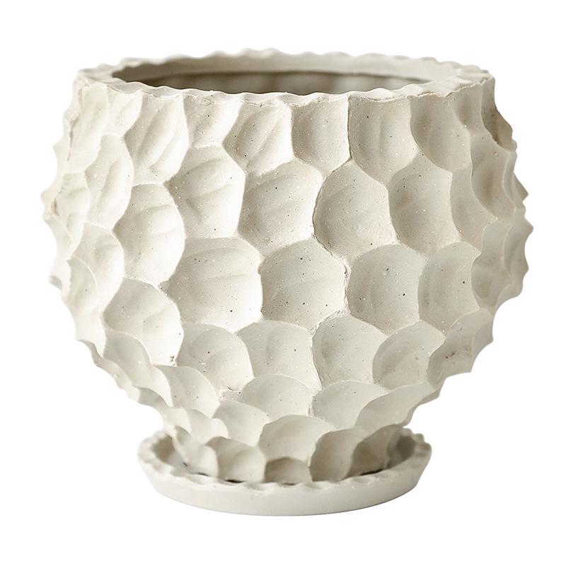 Creative Ceramic Succulent Pot for Phalaenopsis & Cyclamen - Rough Pottery Ornament