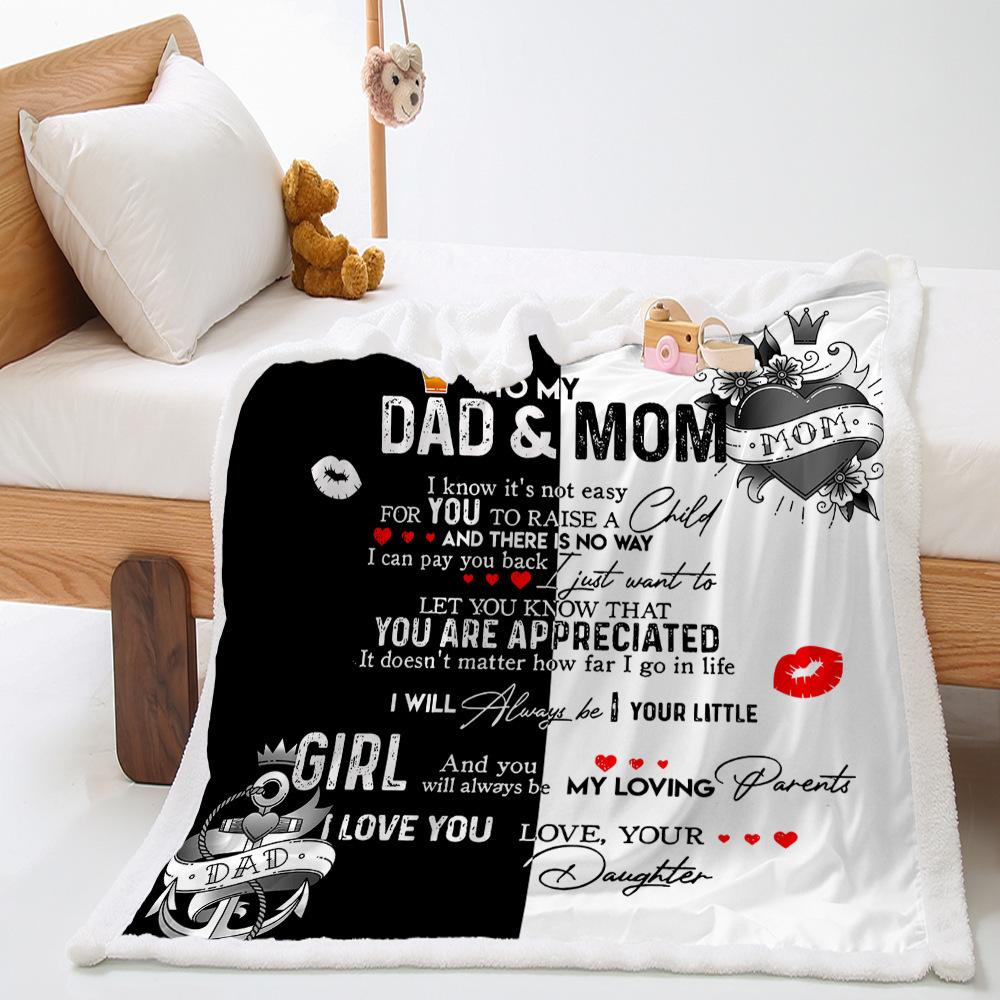 Blanket 2D Digital Printed Lamb Fleece Crystal Fleece Handwritten Letter Blanket Cover Blanket