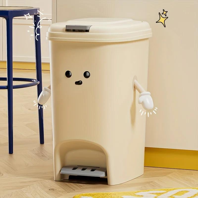 8/20L Chic Large-Capacity Trash Can with Dual Open Design - Durable, Rust-Resistant Plastic, Easy Access for Home Waste Storage