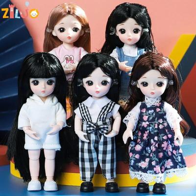 16 cm bábiky Bjd pre dievčatá 1/8 bábika Bjd DIY hračka bábika s oblečením Módne bábiky na obliekanie 13 pohyblivých kĺbov Baby 3D Big Eyes Munecas