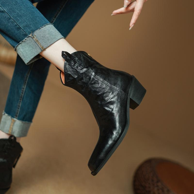 2024 Новые осенние женские сапоги с квадратным носком и толстым каблуком для женщин — фото 5