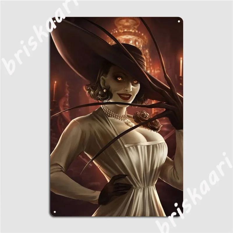 Alcina Dimitrescu Metal Plaque Poster Plaques Retro Club Bar Wall Cave Tin Sign Posters 20X30CM