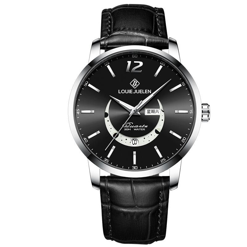 

CQ171 Fashionable Men watch, night light waterproof leather strap, calendar quartz watch, business clock gift watches for man