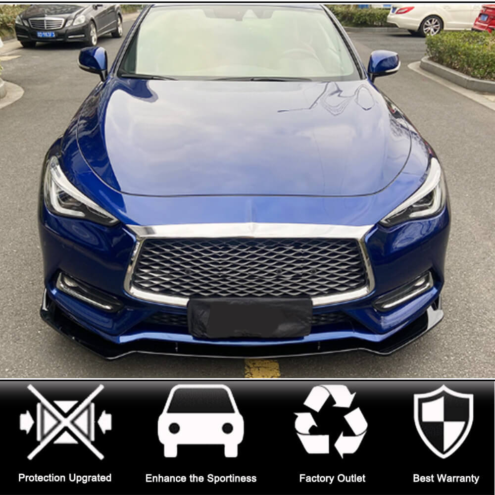 Накладка на передний бампер Lip V2 (для Q60 2016-2022, Карбон) для Infiniti Q50/Q60