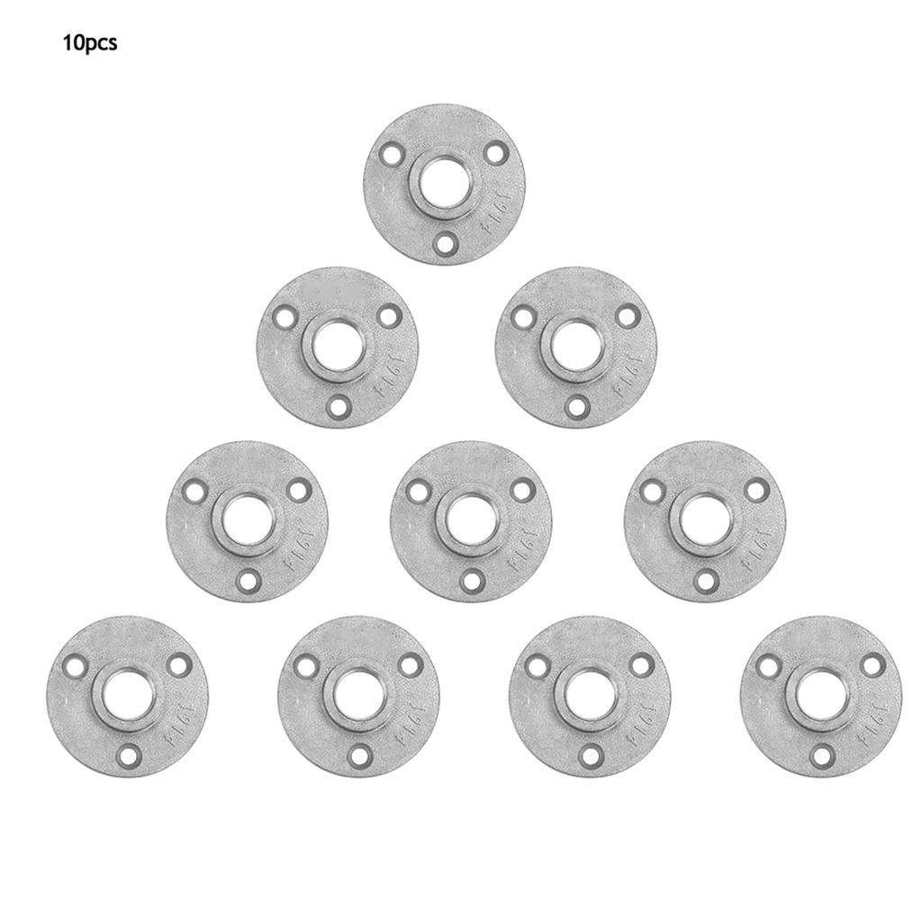 10pcs AlloyCelsius Cast Iron 3 Holes 65mm DN15 Flange Pipe Base Thread Floor Flange(Aluminum alloy)