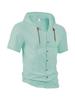 Men's Casual Lightweight Cotton Linen Short-Sleeve Hoodie Cardigan