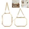 Glazen Ophanglijst Gouden Metalen Fotolijst Helder Glas Zwevend Frame Ophangbaar Werk Display Frame voor Gedroogd