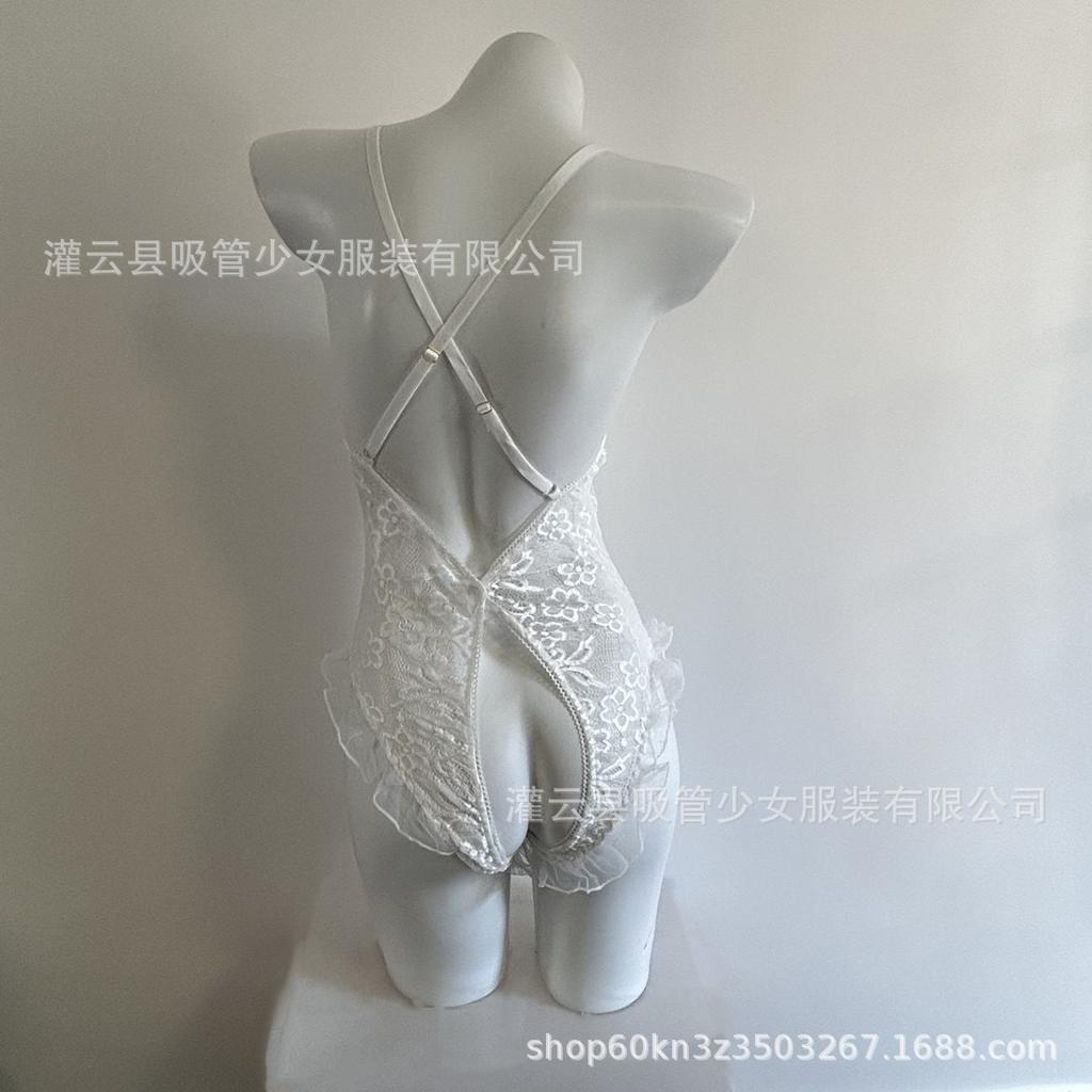 Sexy Underwear Sexy Lace Fungus Edge Sling Perspective Open Gear Open Buckle Deep V Backless