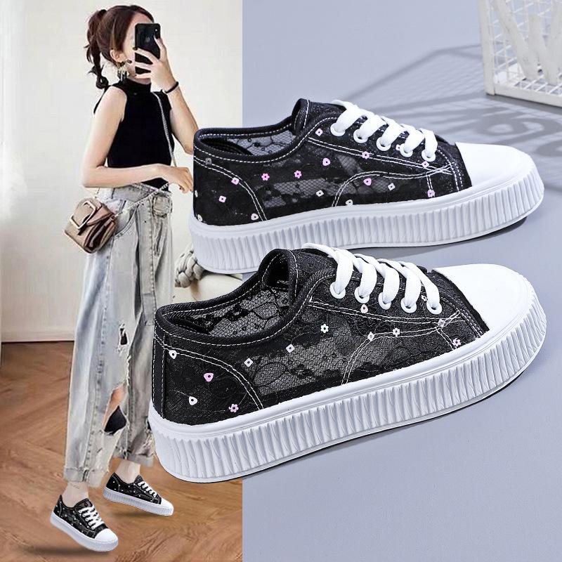 Net Surface Breathable Little White Shoes Female 2023 Summer New Student Street Shot Flat Casual Shoes Female