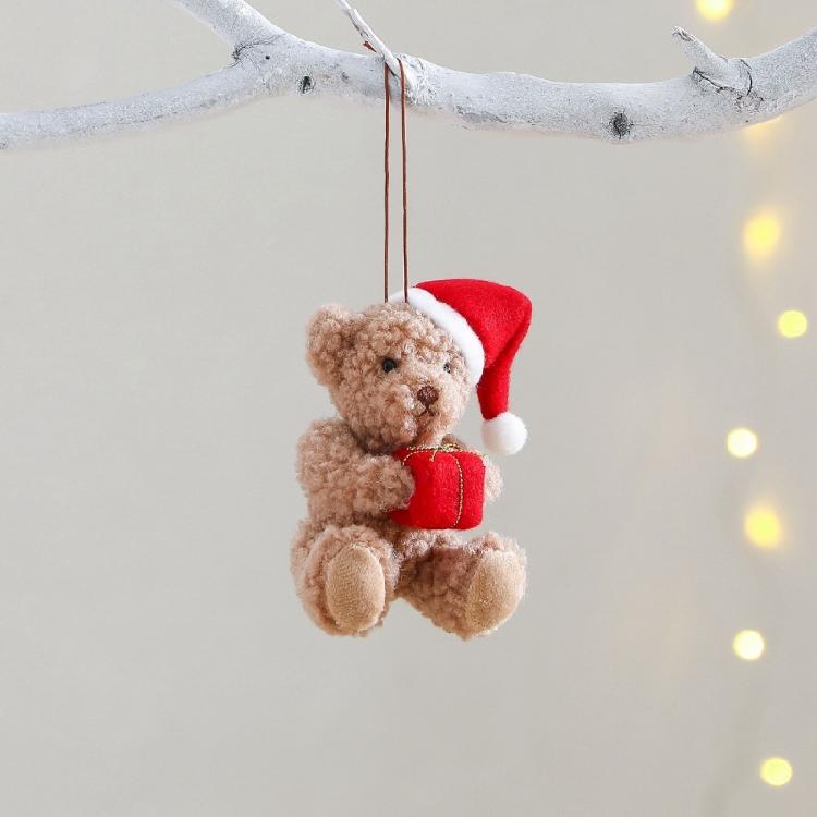 Plush Bear Pendant Christmas Tree Decorations Desktop Pendant Hanging Ornament For Indoor Outdoor Holiday Decorations