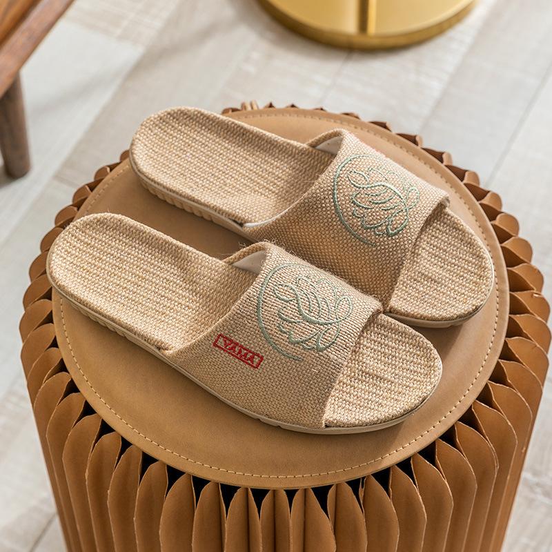 

Летние женские пляжные тапочки, удобные льняные шлепанцы, женские нескользящие шлепанцы из конопли, женская домашняя повседневная обувь, сандалии 42-43 светло-зеленый