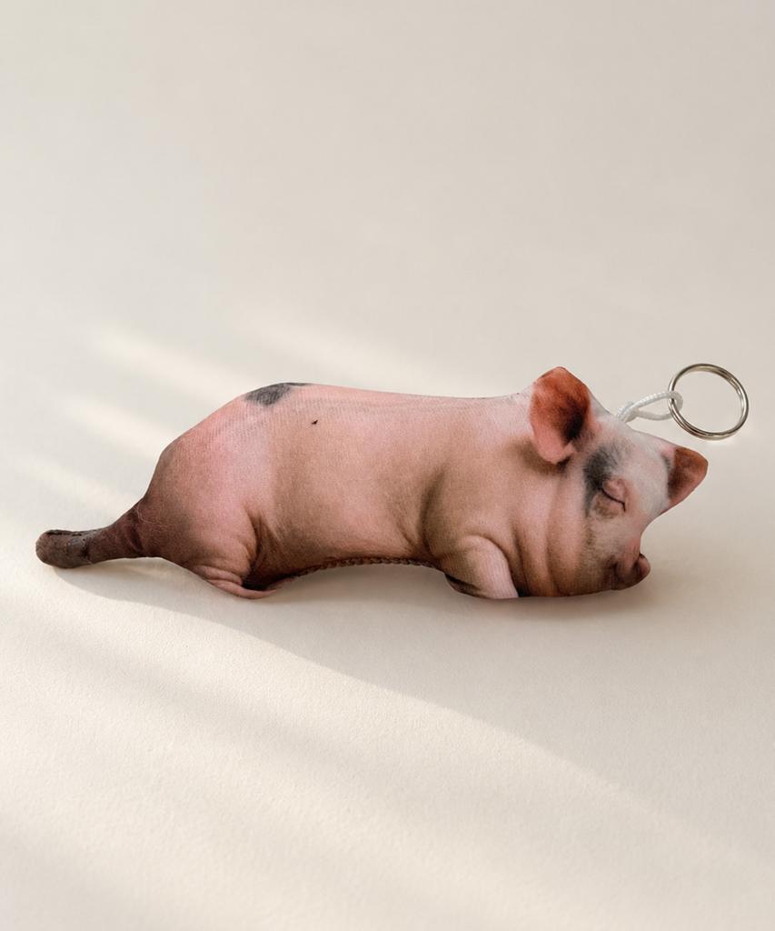 DEDERIT Funny Animal Real Pig Doll Keyring Bag