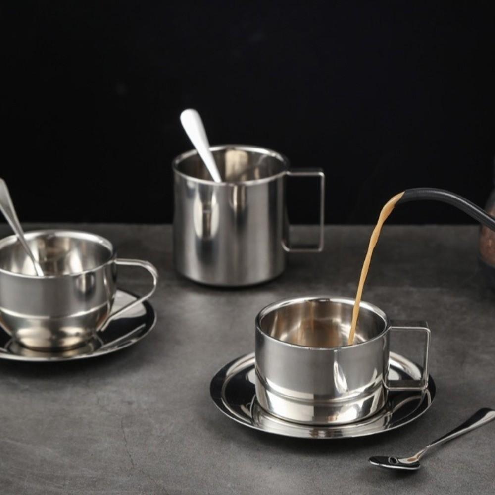 Stainless Steel Tea Cup Double Wall Espresso Cup Portable Coffee Cup Set  Gift Idea