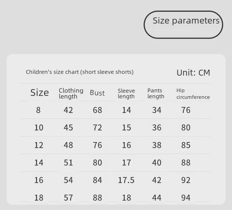 Seturi de pijama de vară din bumbac cu desene animate pentru fete - Topuri cu mânecă scurtă și pantaloni scurți pentru copii de vârstă mijlocie și mare.