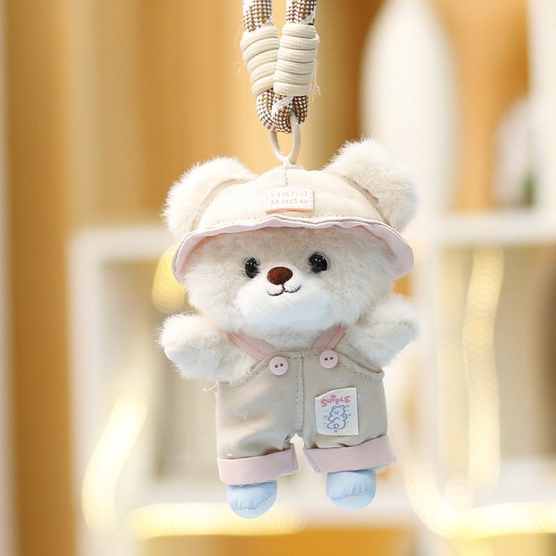Cute Cartoon Bear Plush Doll With Short Velvet Material For Girls Bag Charm
