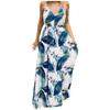 Ladies Fashion Elegant Dress With Printed Suspenders And Floor-Length Skirt