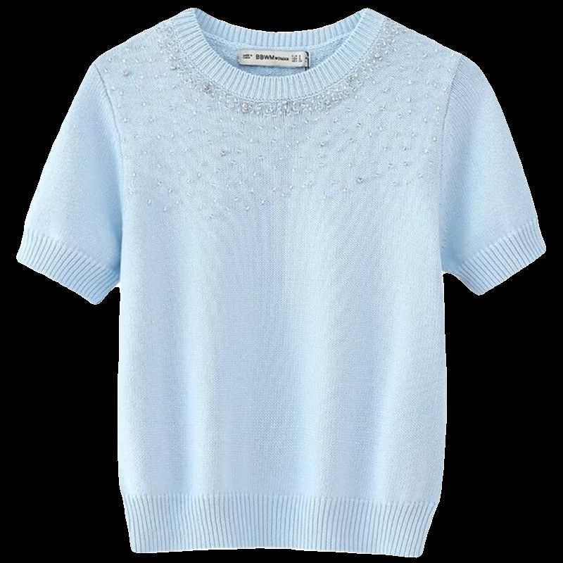 Fashion Style 2024 Summer New Women's Clothing Stylish Inserted Beads Rhinestone Knitting Sweater 9598073 406
