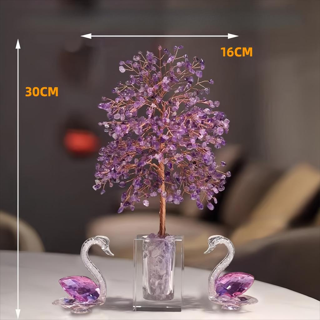 Amethyst Crystal Tree Crystals Healing Stones Reiki Natural Crystal Base Copper Wire Tree Life Spiritual Meditation Energy Room Office Desk Decor Gift